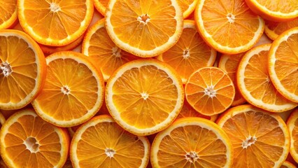 Stunning top view of a massive orange slices arrangement, realistic texture and brightly lit for a vibrant visual impact