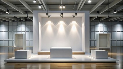 Product display podium with modern scene decoration for retail exhibition marketing presentation, product display