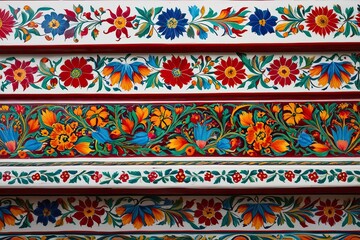 Richly Adorned Norwegian Rosemaling Showcasing Lively Floral Patterns in Scandinavian Folk Art