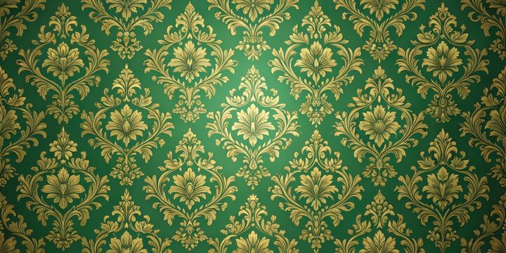 Fototapeta Stunning vintage inspired wallpaper design in gold and green , vintage, inspired, wallpaper, design, gold, green, luxurious