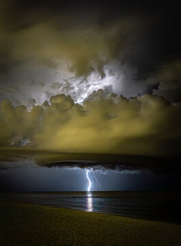 Lightning strikes off the coast of Collier County, Florida.