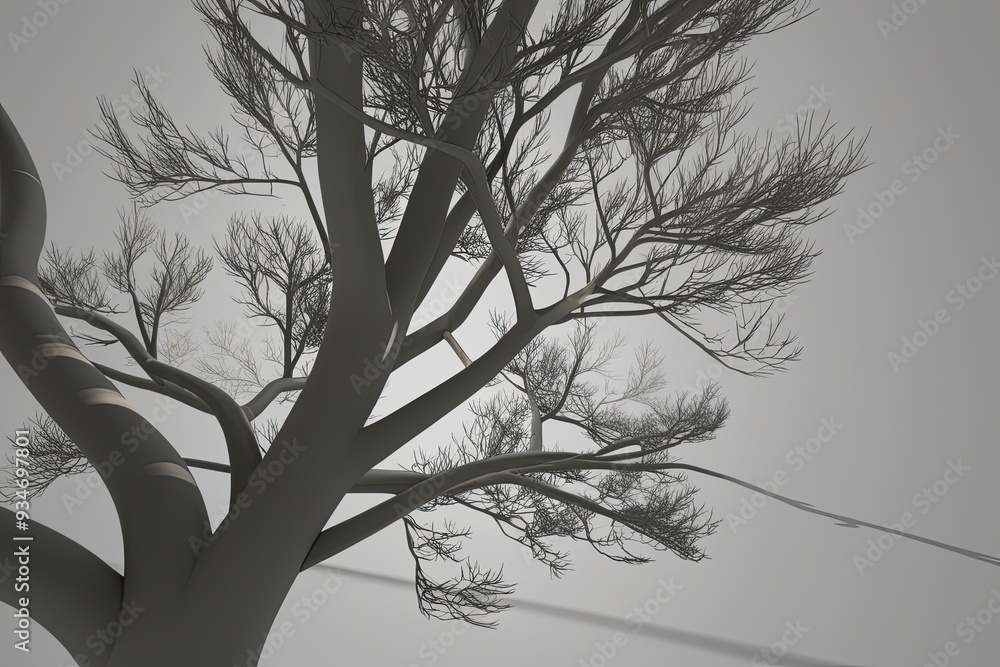 Poster 3d limb branch shadow projection with clear background visualization