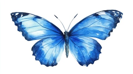 Fototapeta premium Watercolor illustration of a blue butterfly