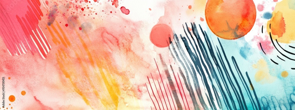 Poster watercolor illustration featuring an abstract gradient geometric patterns and an abstract background