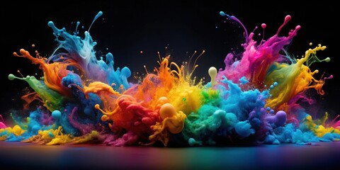 Ink splashes on a dark background creating abstract patterns, ink, splatters, black, artistic, creative, design, textures