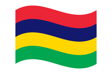 Wavy flag of Mauritius, isolated on transparent background. Flag of the Republic of Mauritius. Vector illustration