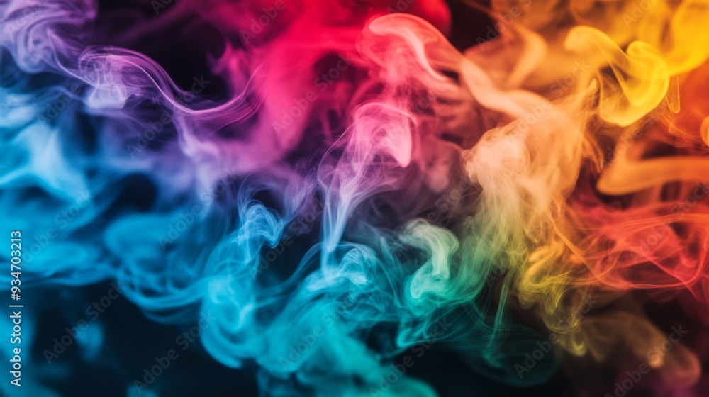 Aufkleber abstract close-up of colorful smoke plumes in motion, creating a sense of fluidity and energy agains