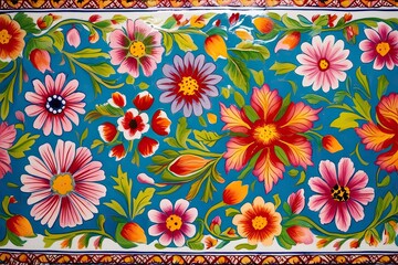 Colorful Norwegian Rosemaling Traditional Art with Floral Designs