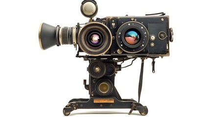 Vintage 16mm Film Camera on a Tripod