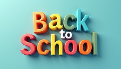 Colorful 3D ‘Back to School’ text on an aqua blue background, symbolizing the start of a new school year.