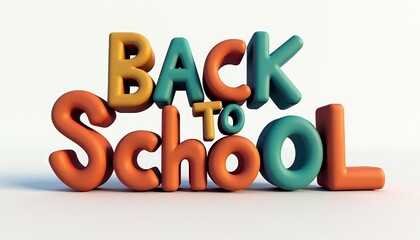 Colorful 3D 'Back to School' text with a vibrant and playful design.