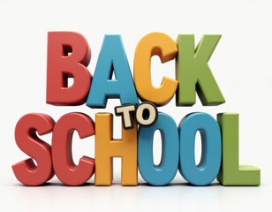 Colorful 3D text reading 'Back to School' against a plain white background.