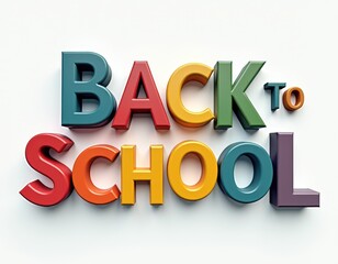 Colorful 3D letters spell out 'Back to School' against a plain white background, creating a fun and cheerful vibe.