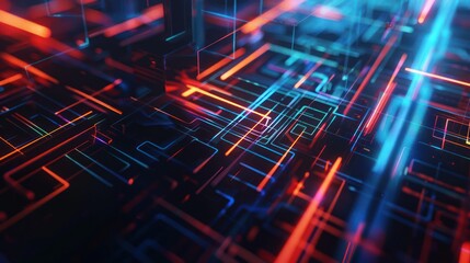 Abstract Neon Light Grid