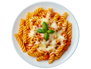 A delicious plate of pasta with melted cheese and sauce