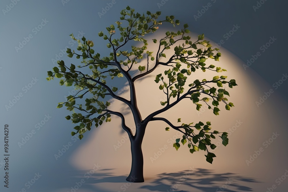 Poster artistic shadow layer of tree branches and leaves in a dynamic 3d composition