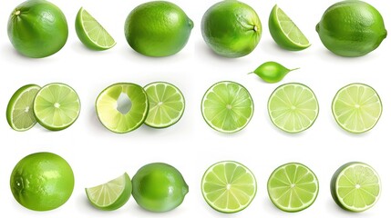 Lime Fruit Slices in Various Positions