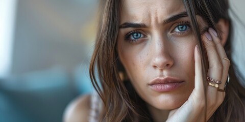 Distressed young woman contemplating the end of her marriage while holding a wedding ring, reflecting on family issues and relationship troubles.
