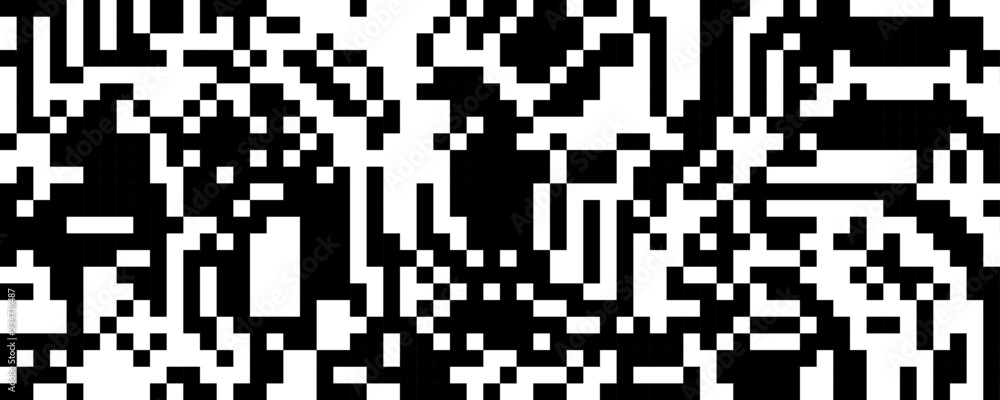 Poster pixelated curved wavy texture. black and white dithered bent lines background. digitalized backdrop 
