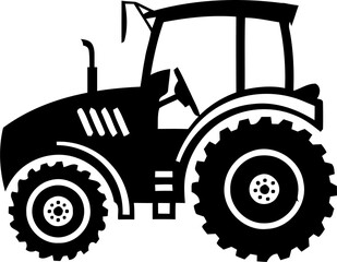 silhouette of a tractor illustration vector with black old tractor on white background