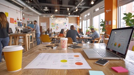 Business data analysis and visualized on computer laptop