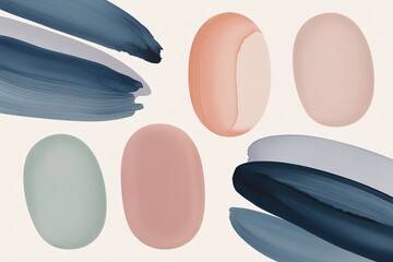 Fototapeta premium Serene Watercolor Strokes and Pastel Shapes in a Captivating Soft Aesthetic