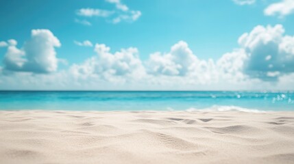 Obraz premium Closeup of sandy beach with turquoise sea and sky background