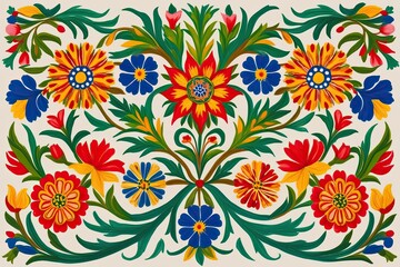 Norwegian Scandinavian Traditional Rosemaling Folk Art with Bright Floral Patterns