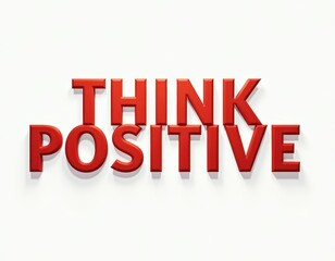 Bold red text 'THINK POSITIVE' on a clean white background.
