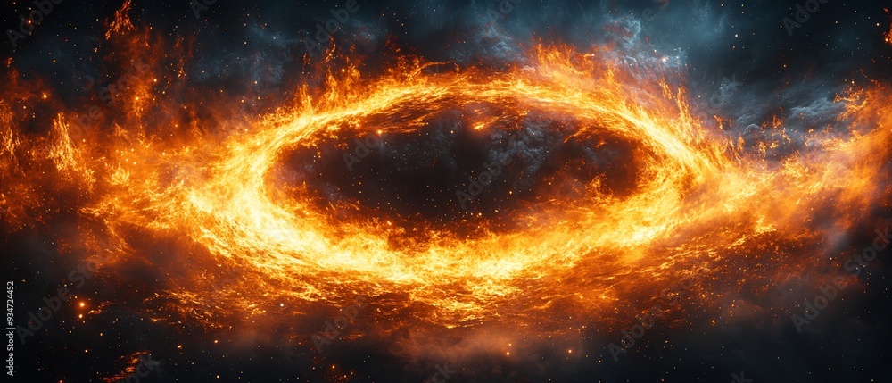 Aufkleber cosmic void surrounding a black hole depicted as a 3d empty expanse with 2d faint traces of light be