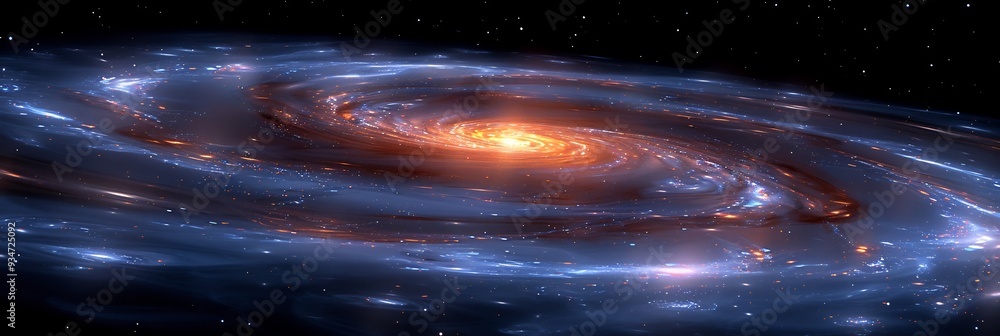 Poster cosmic void surrounding a black hole visualized as a 3d empty expanse with 2d faint traces of distan