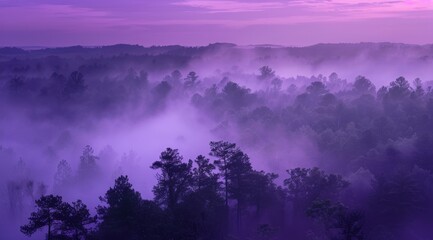 Fototapeta premium Purple Haze Enveloping a Forest at Dawn