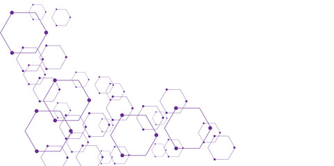 Vector geometric abstract background with simple hexagonal elements. Science technology and medical concept