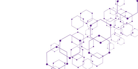 Vector geometric abstract background with simple hexagonal elements. Science technology and medical concept