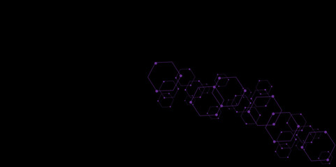 Vectors Geometric abstract background with black hexagons. Digital dark technology concept