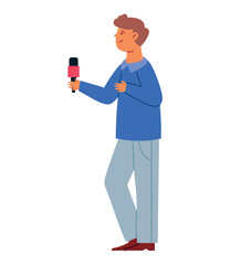 male journalist with a microphone