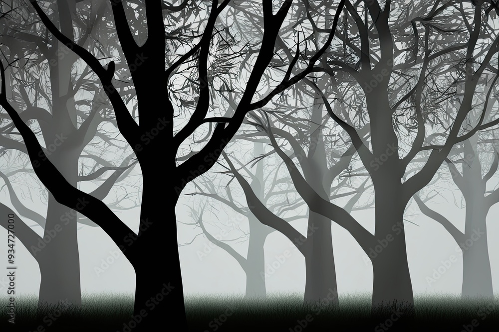 Aufkleber three dimensional dynamic design of striking tree branch shadows with haze effect
