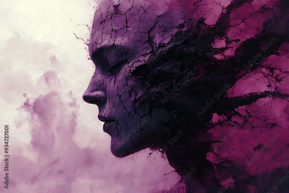 Poster cracks beneath the surface a surreal image of a figure whose skin is cracking and peeling away to re