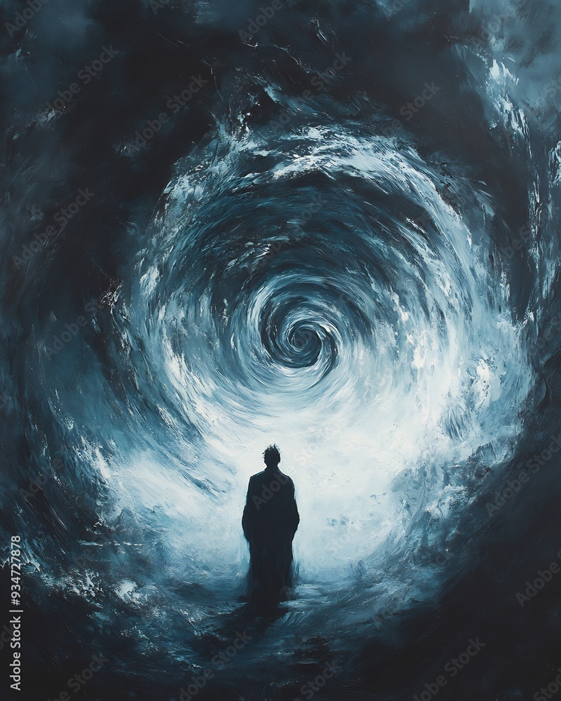 Poster endless spiral abstract image of figure caught endless spiral of dark swirling pattern spiral made o