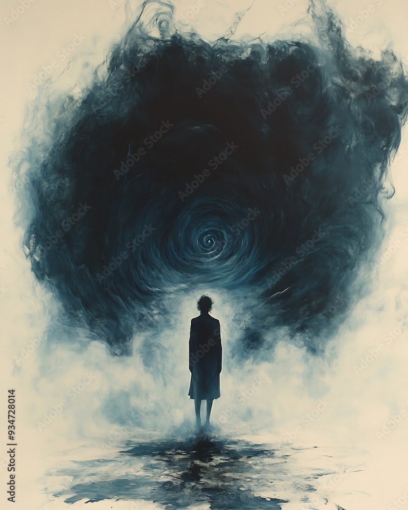 Poster endless spiral abstract image of figure caught endless spiral of dark swirling pattern spiral made o