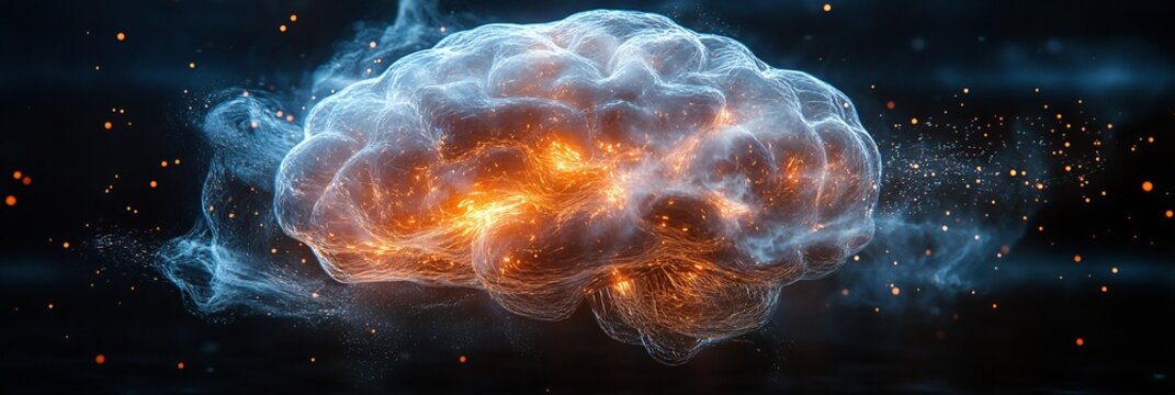 Fragility of Mind conceptual image of delicate glass brain cracked fragile floating dark void cracks filled glowing light symbolizing fragility of mental health the potential for healing and recovery