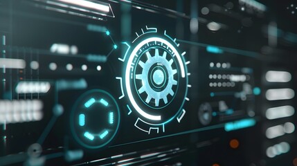 Obraz premium Gears icon on screen. Business and industrial process automation RPA Technology concept.
