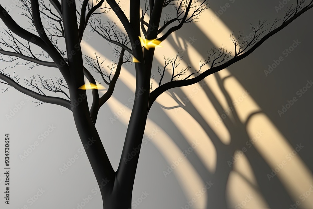 Aufkleber creative 3d design of tree branches with shadow overlay and glowing effects