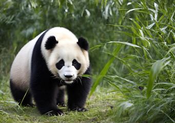 Fototapeta premium Curious Panda in the Wild