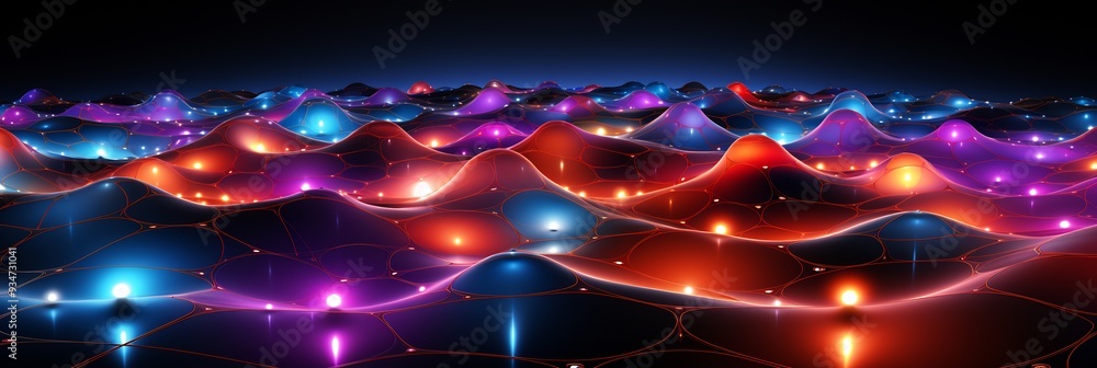 Poster gravitational pull of a black hole visualized as a 3d force field with 2d spacetime grids bending an