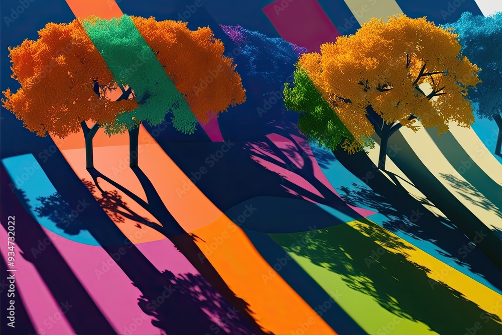 Poster dynamic bold 3d tree shadow overlay for vibrant visual effects