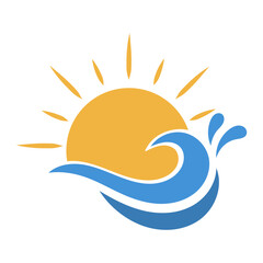 Sun and sea wave logo