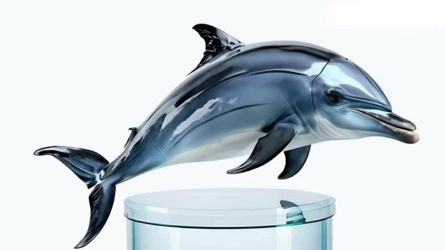  Rotate dolphin fish table cutting white background High quality HD 4K video clips 