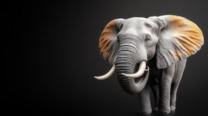 Fototapeta premium Elephant against an isolated background, with detailed texture and form clearly showcased in a minimalistic environment.