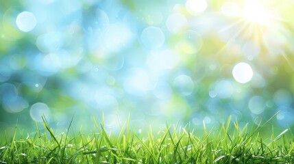 Fototapeta premium Fresh Green Grass and Sunbeams
